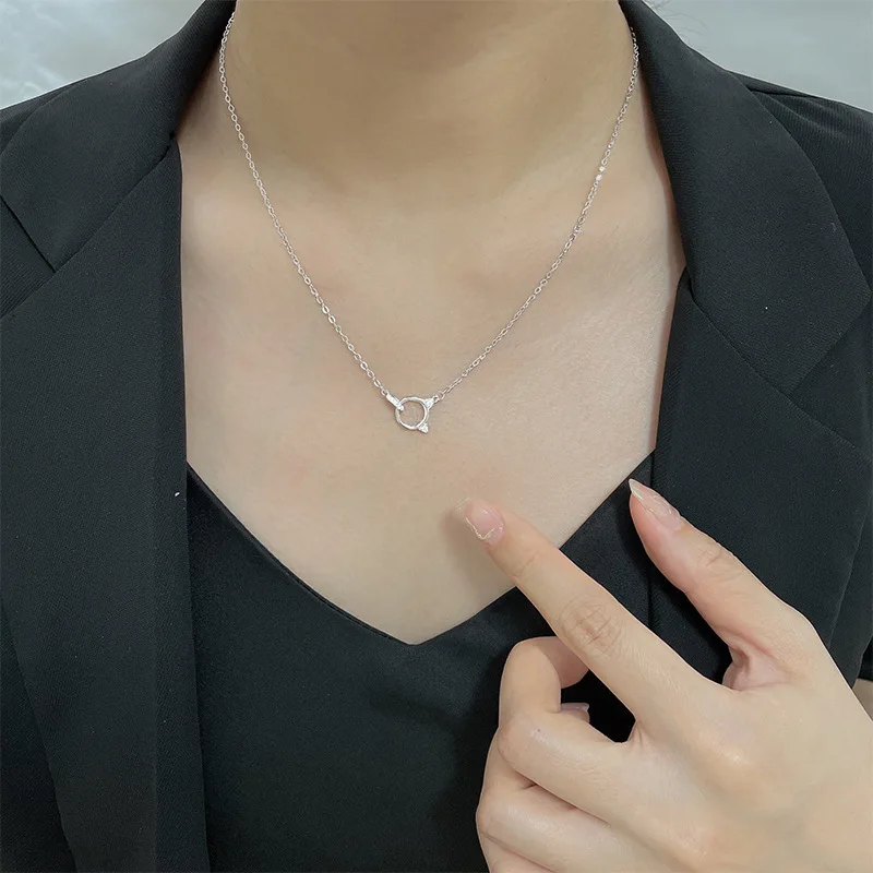 VOQ серебряный цвет простой милый кот Цирконий Кулон ожерелье цепь до ключиц