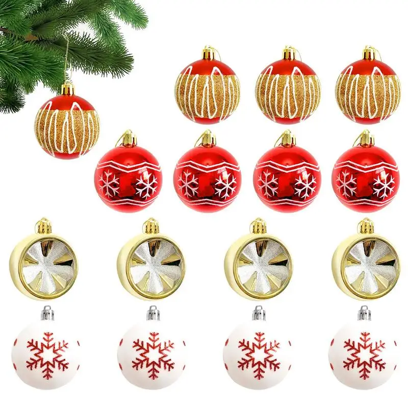 

Christmas Tree Ball Ornaments 16pcs Christmas Tree Hanging Balls Christmas Tree Star Snowflake Patterned Hanging Ornaments Ball