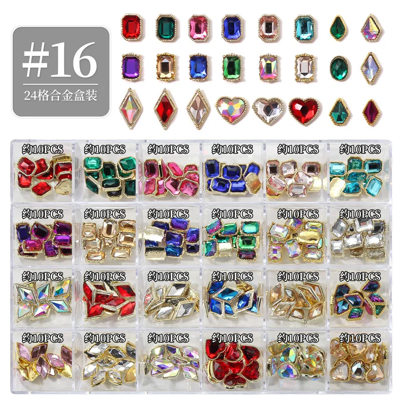 Metal Nail Art Rhinestones Decorations Kit Crystal Nail Charms Diamonds Alloy Luxury Jewelry Gem Manicure Accessories