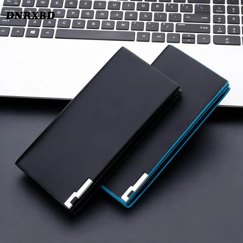 Тонкий кожаный кошелек для мужчин тонкий удлиненный клатч роскошный брендовый