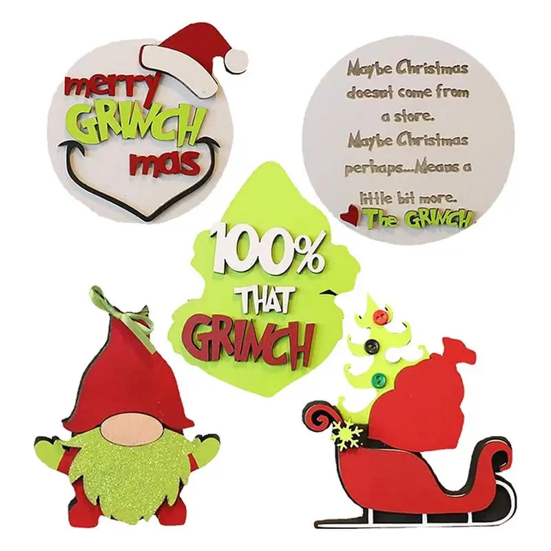 

Christmas Party Gnome Tiered Tray Decorations Wooden Blocks Set Grinchmas Housewarming Gifts Party Favors Home Centerpiece