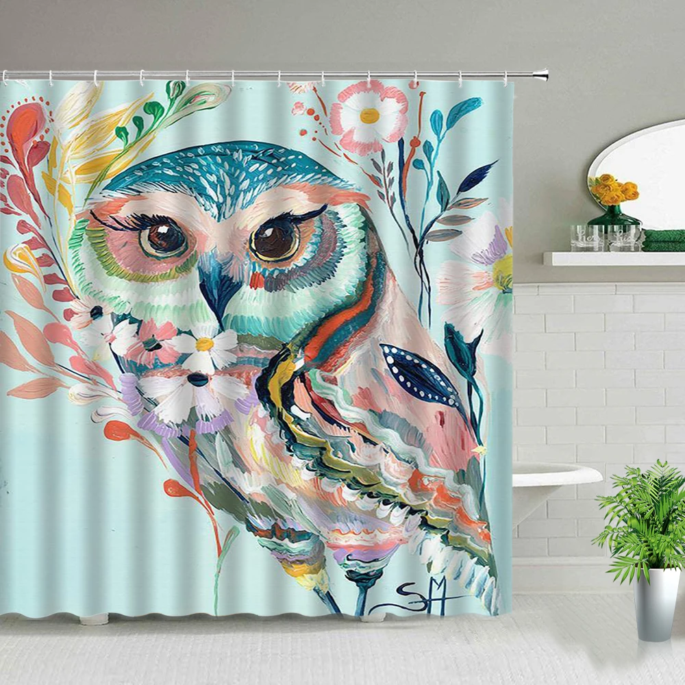 Креативная мультяшная Сова КИТ розовая Милая душевая занавеска для девочки