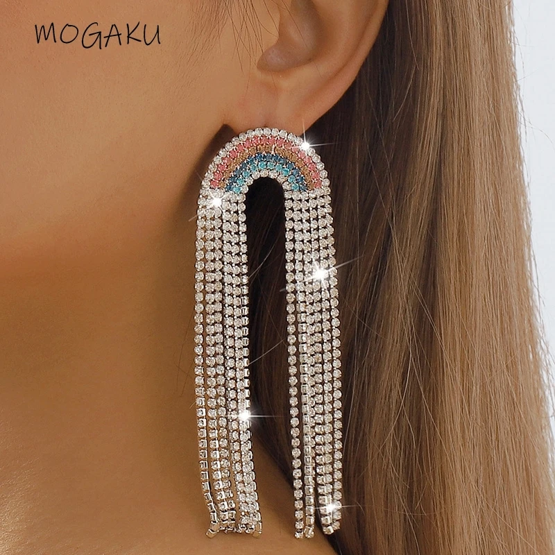 Женские серьги-гвоздики в виде радуги