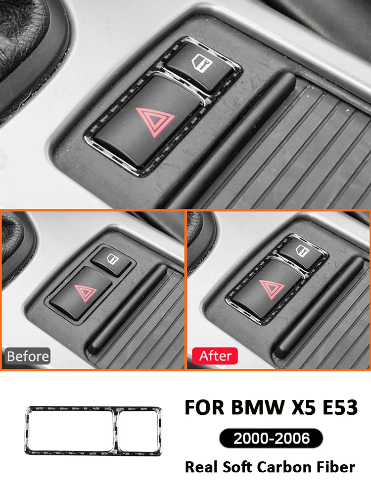 

Автомобильные аксессуары из углеродного волокна для BMW X5 E53 2000-2006, экстренное предупреждение, фотопанель, рамка, отделка, декоративная наклейка