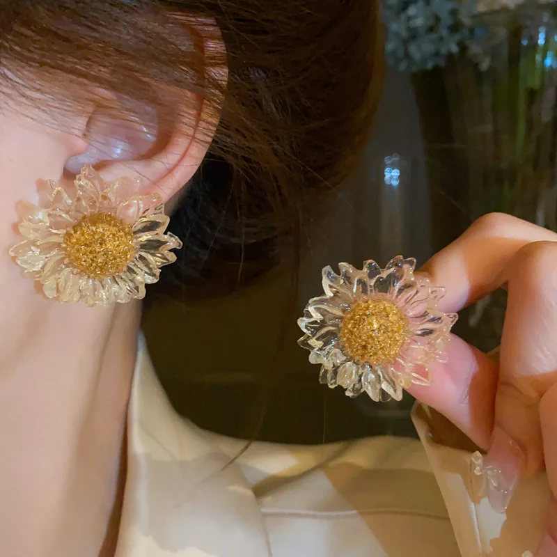 

Transparent Oversize Flower-shape Stainless Steel Stud Earrings for Women Geometric Sample Stud Earrings Fashion Jewelry