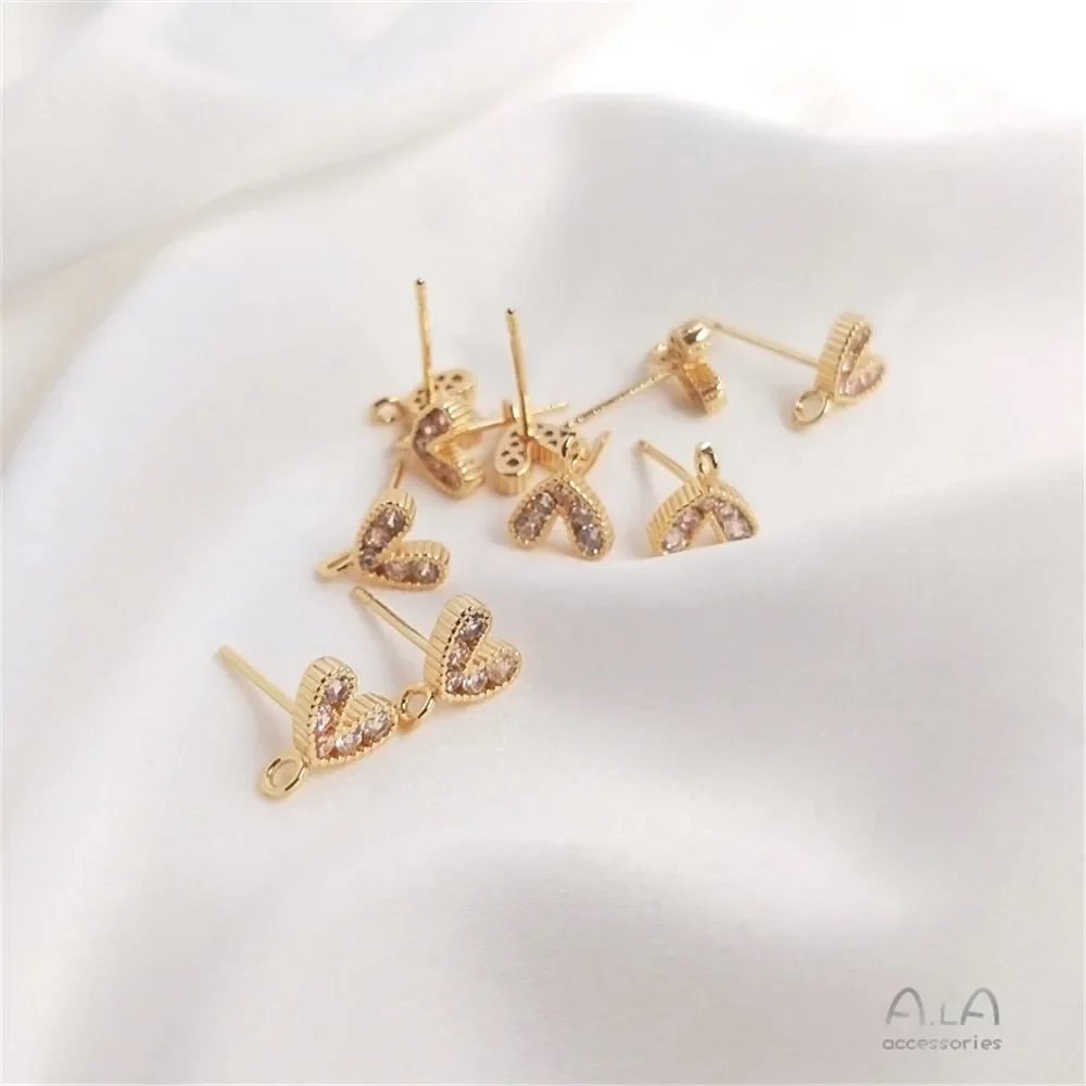 14-каратное позолоченное цирконом инкрустированное персиком серьги-гвоздики в