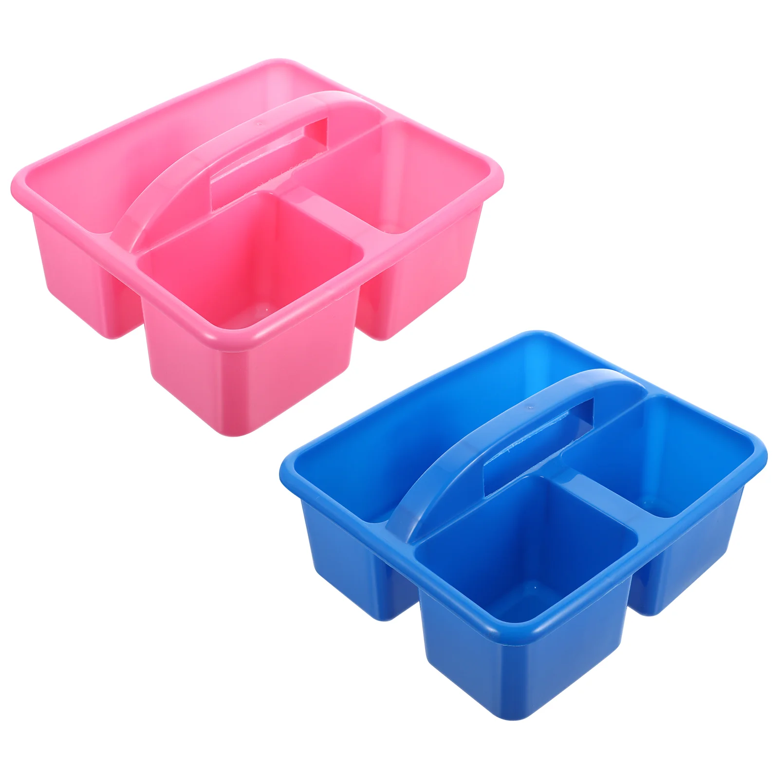 

2 Pcs Storage Box Student Tool Organizer Pink Drinking Glasses Brush Colored Pen Holder Plastic Child Blue Bins