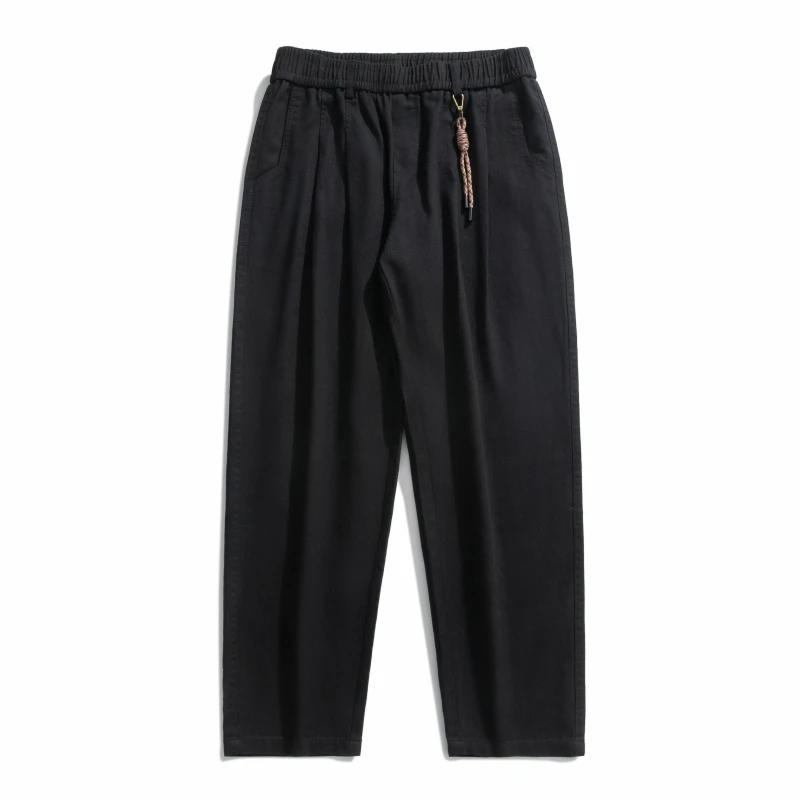 

New Korean Of Spring And Summer Versatile Thin Cotton Loose Straight Trend Men'S Pants Elastic Waist Youth Casual Trousers