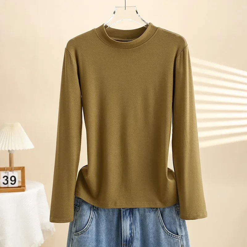 Женская футболка с высоким воротником до половины поло новинка 2024 утягивающая