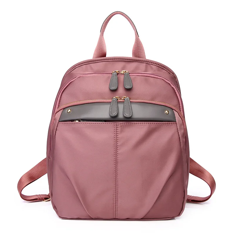Casual nylon +leather large backpack soft waterproof rucksack for women