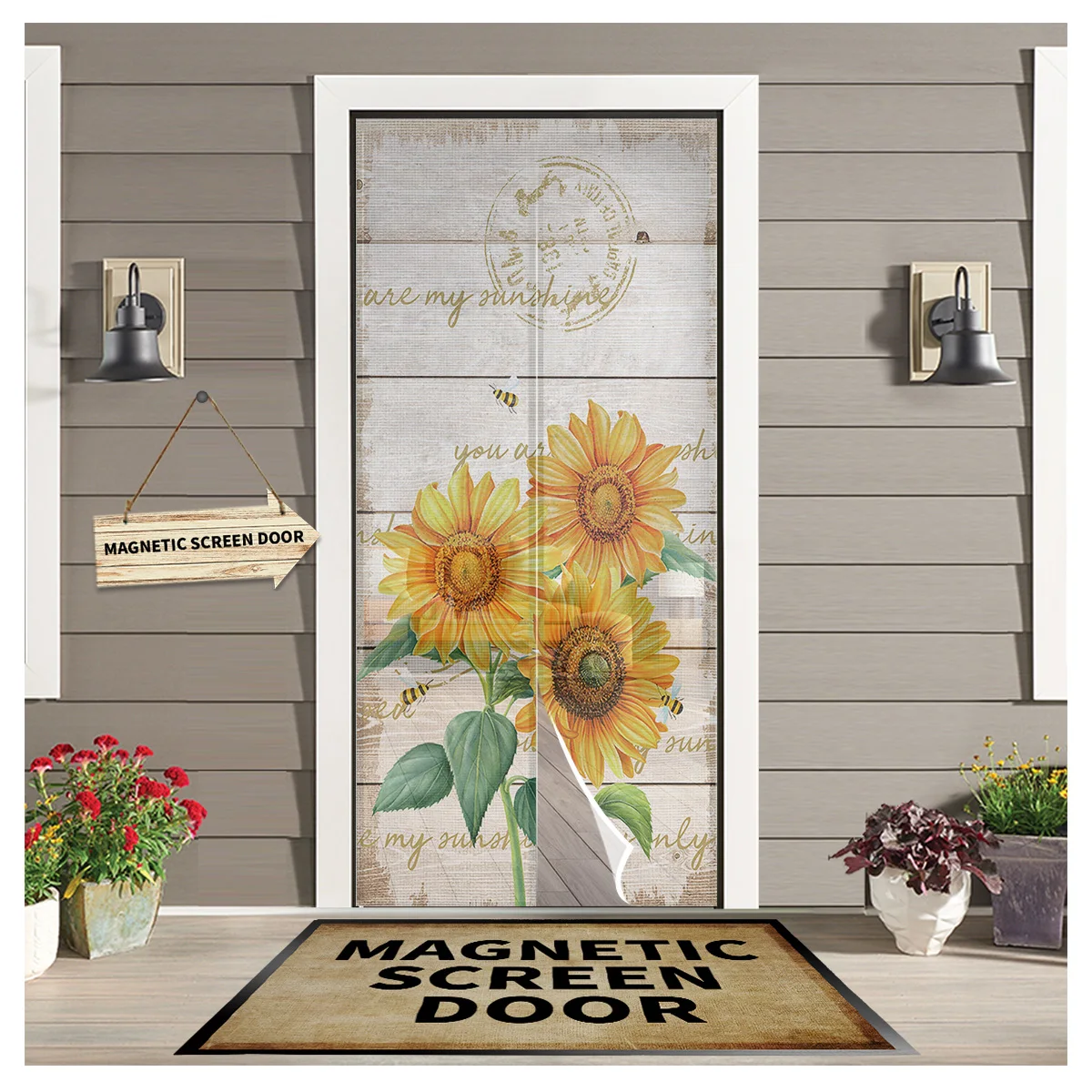 

Магнитная занавеска с изображением подсолнухов и пчел, сетка от комаров для дверей и окон, сетка от насекомых, Штора для кухни