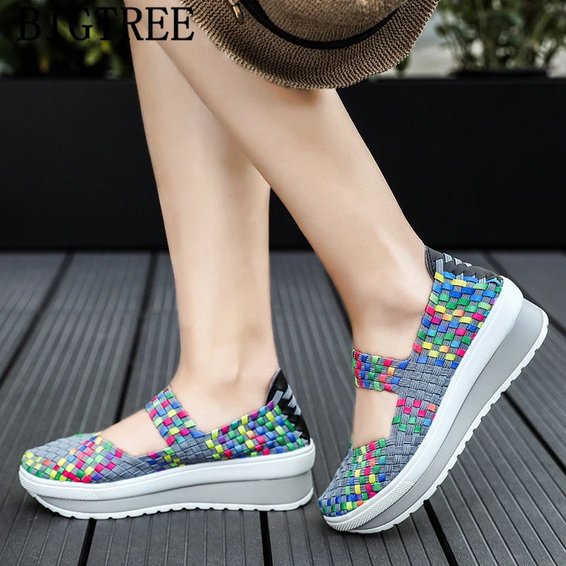 Женские кроссовки на платформе Вулканизированная оплетка повседневная обувь