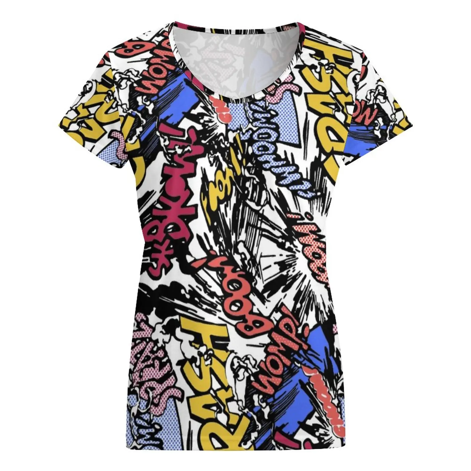 

Женская футболка с коротким рукавом, V-образным вырезом и принтом граффити