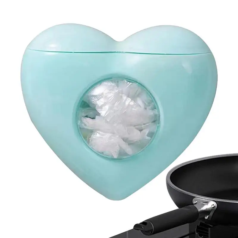 

Fresh Keeping Bags Organizer Heart Shape Wrap Dispenser Organizer Wall Mount Food Cover Storage Box For Kitchen Storage And