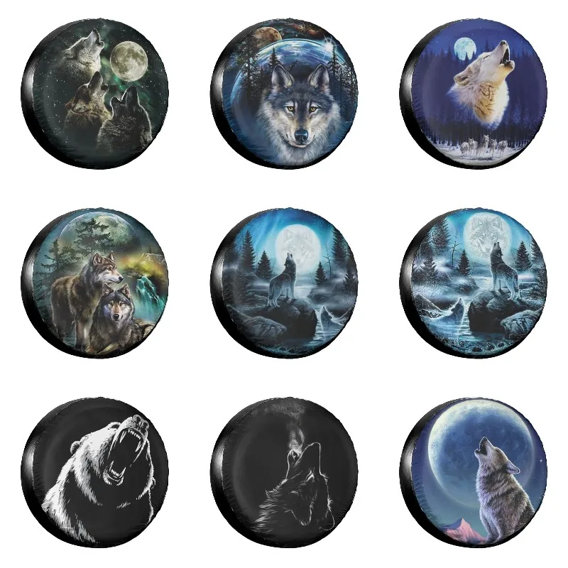 

Three Wolf Moon by Antonia Neshev Decalgirl Waterproof Spare Tire Cover Wheel Covers for Jeep Honda 14"15" 16 17 Inch