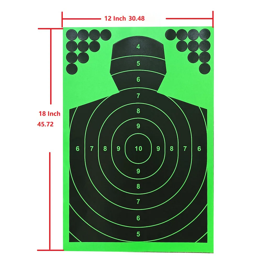 

Durable Splash Target Paper Reactive Paper 10Pcs/Pack 12*18 Inch Green&black