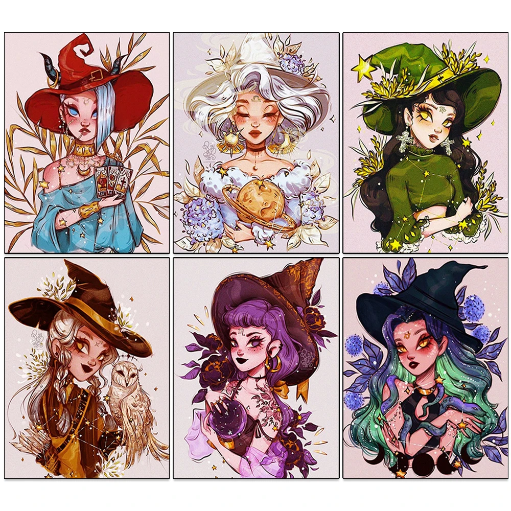 

Diy Diamond Painting Constellation Witch Portrait Girl Cross Stitch Diamond Embroidery Mosaic Picture Christmas Gift