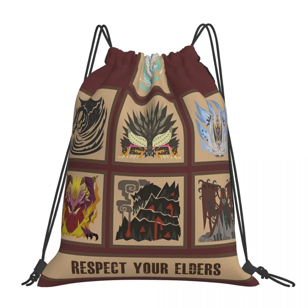 

Monster Hunter World Elder Dragons Backpacks Portable Drawstring Bags Drawstring Bundle Pocket Sports Bag Book Bags Man Woman