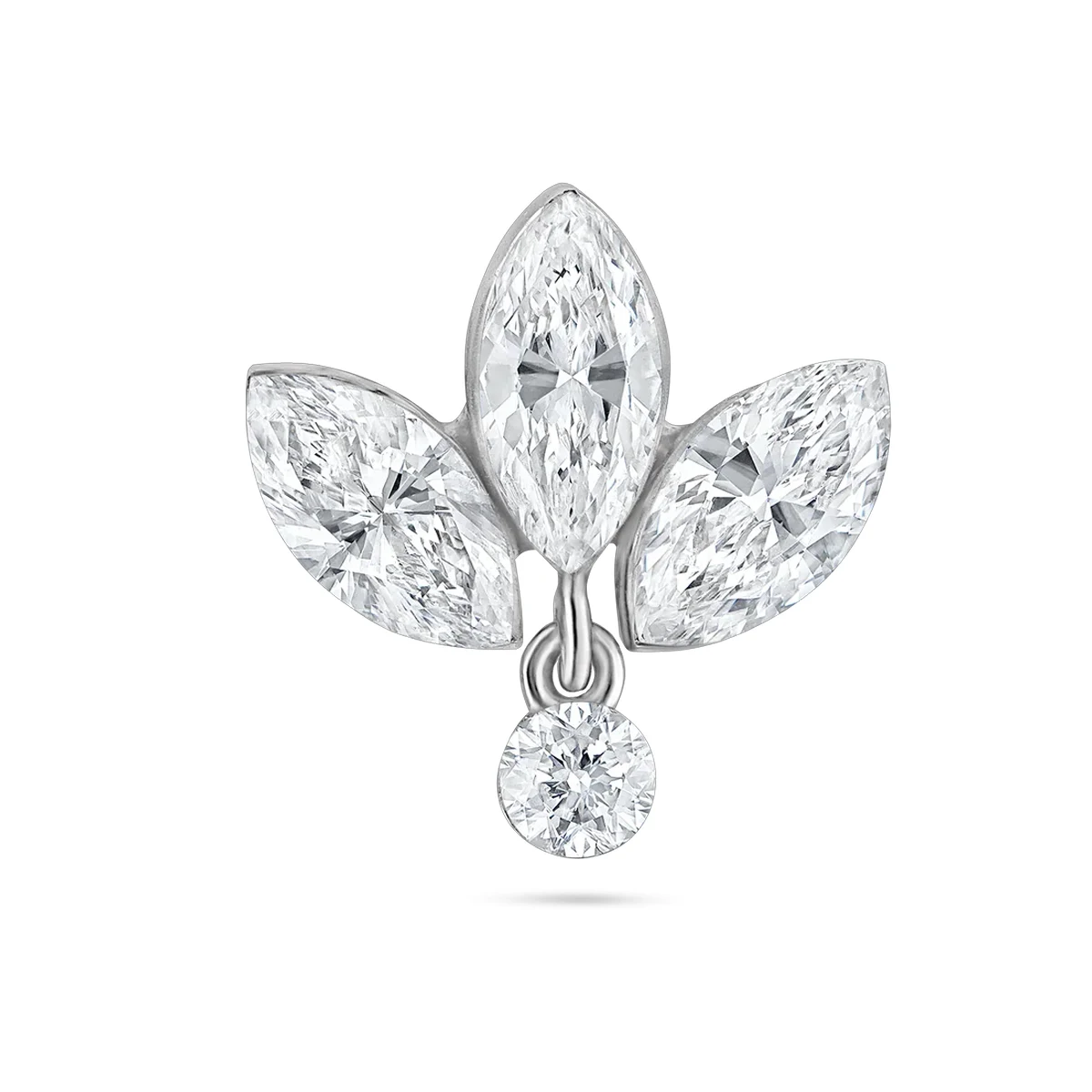 Фото Одиночная серьга с бриллиантом, созданная в лаборатории Marquise, стильная невидимая закрепка, серьги-гвоздики из золота 9K/14K/18K, выращенного в лаборатории с бриллиантом №2