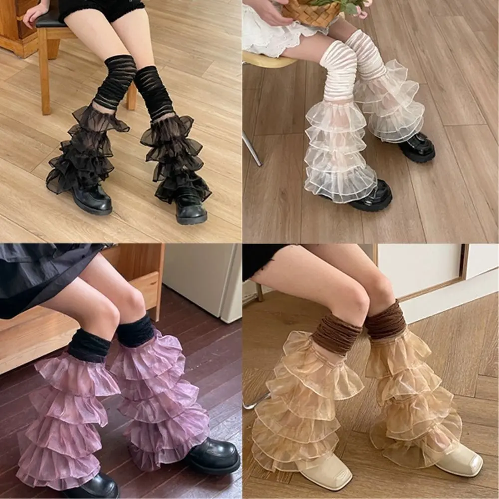 

Elasticity Lolita Lace Stocking Fashion Anime Cosplay Lolita Leg Cuffs Cover Streetwear Boot Cuffs Cover Women Girl