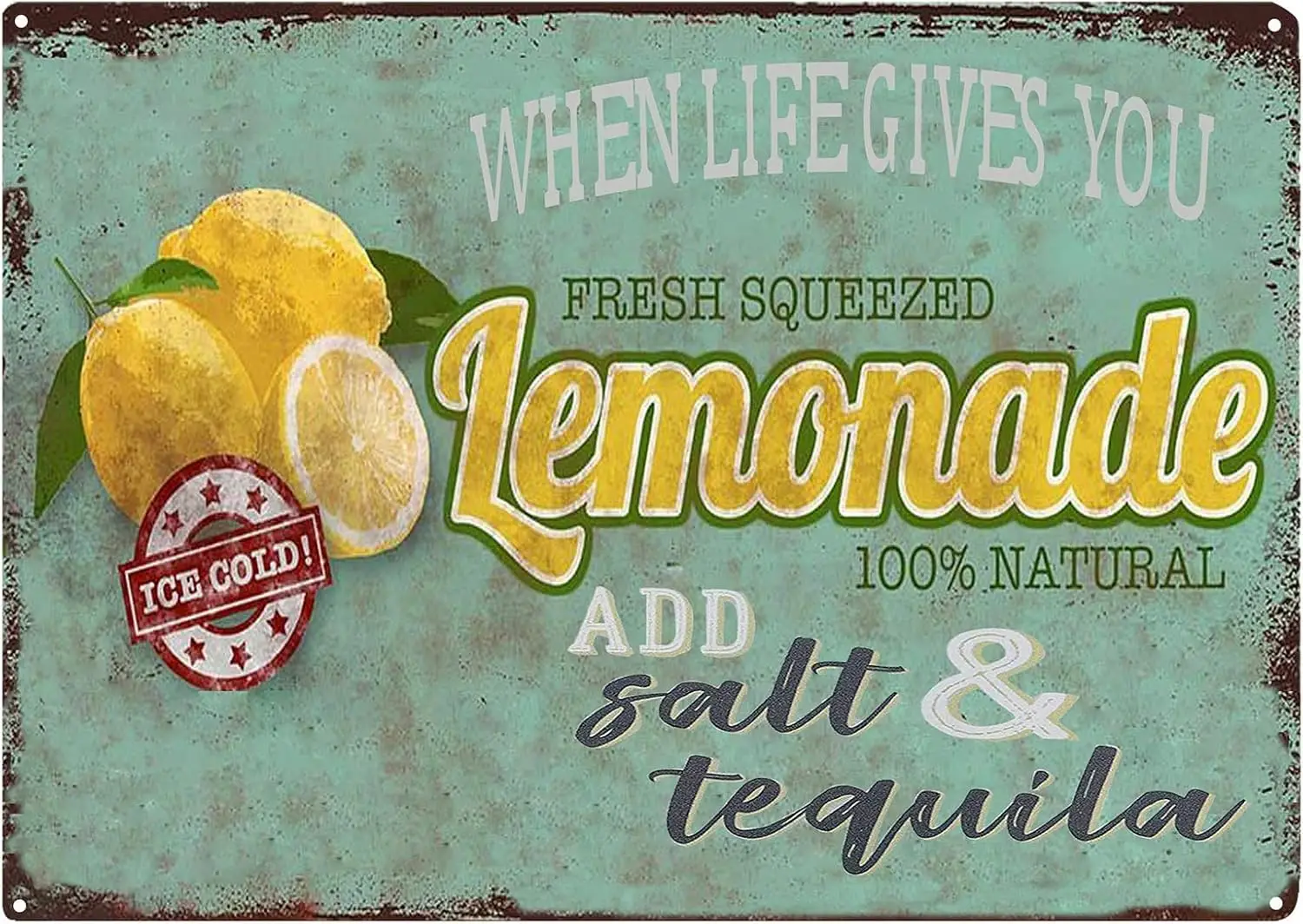 Когда Lfe Gves You Lemons dd Slt Tequl vntge Kttchen Decor Country Home Wll Br Sgn Metl Coffee rt Плакат 8X12nch