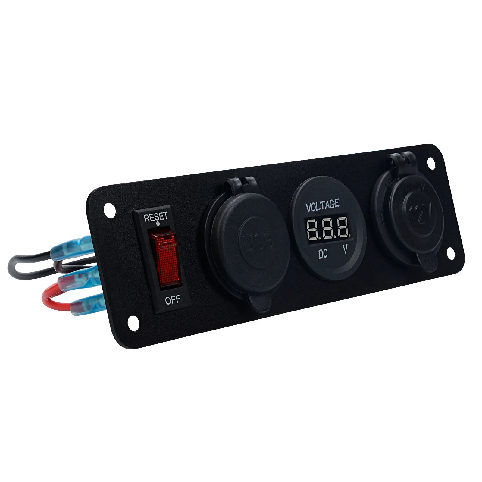 

Адаптер питания 3-в-1 с двойной панелью QC3.0, 12 В, два порта USB для зарядки, водонепроницаемый цифровой вольтметр