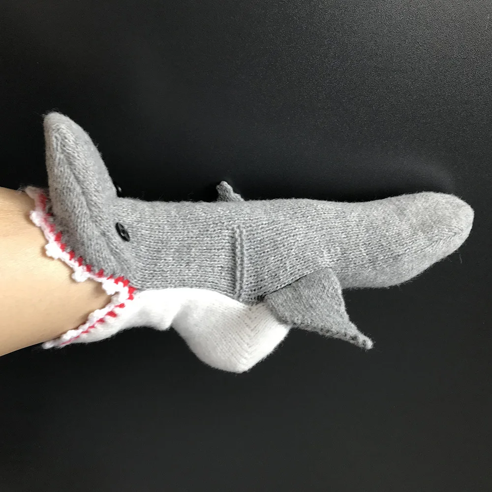 FFHYHI Christmas Socks Unisex Winter Warm Floor Sock Shark Fish Chameleon Crocodile Knitted Socks Cute Men Women Xmas Gift