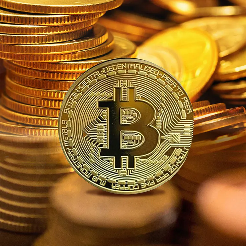 

Монета Биткоин, металлическая позолоченная памятная монета, 50 шт.