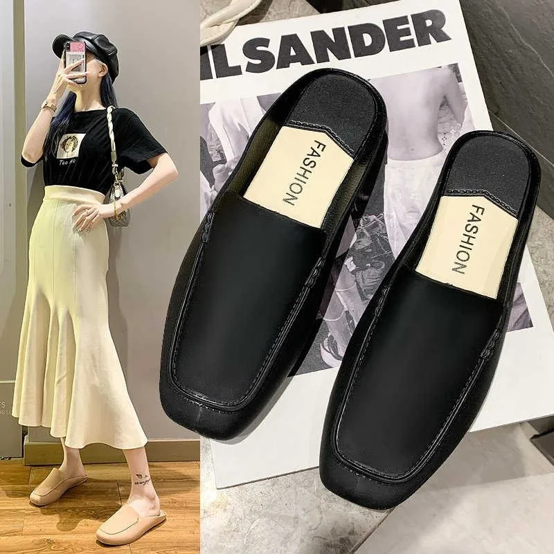 

New half-pack slippers women flat-bottomed lazy Baotou casual slippers