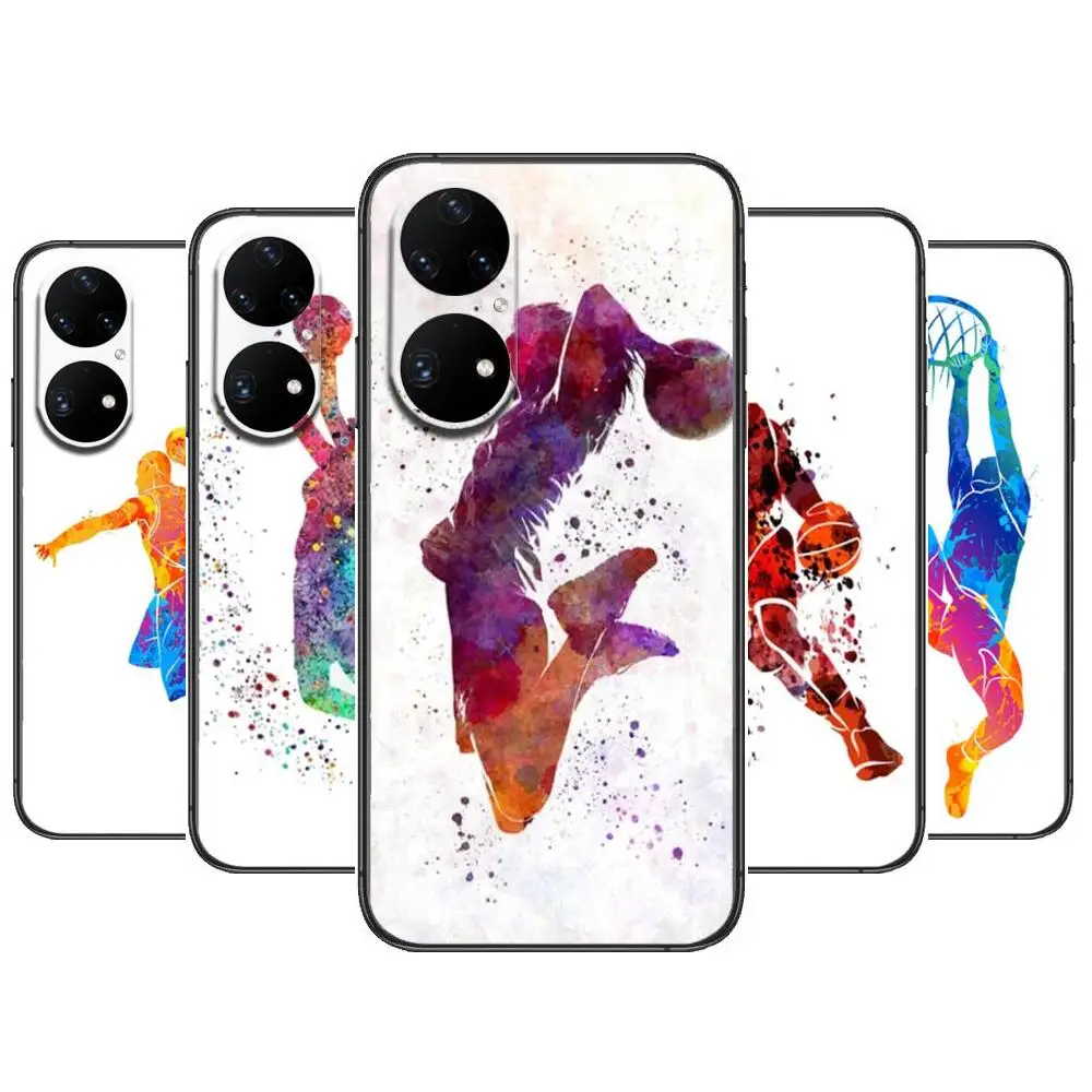 

Basketball Basket Dunk Phone Case For Huawei p50 P40 p30 P20 10 9 8 Lite E Pro Plus Black Etui Coque Painting Hoesjes comic fas