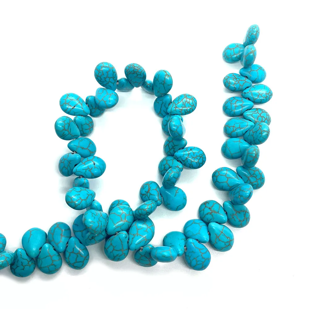 

Natural Stone Blue Stone Beads Horizontal Hole 12x16mm Drop Shaped Loose Beads Charm Ornament DIY Necklace Bracelet Accessories