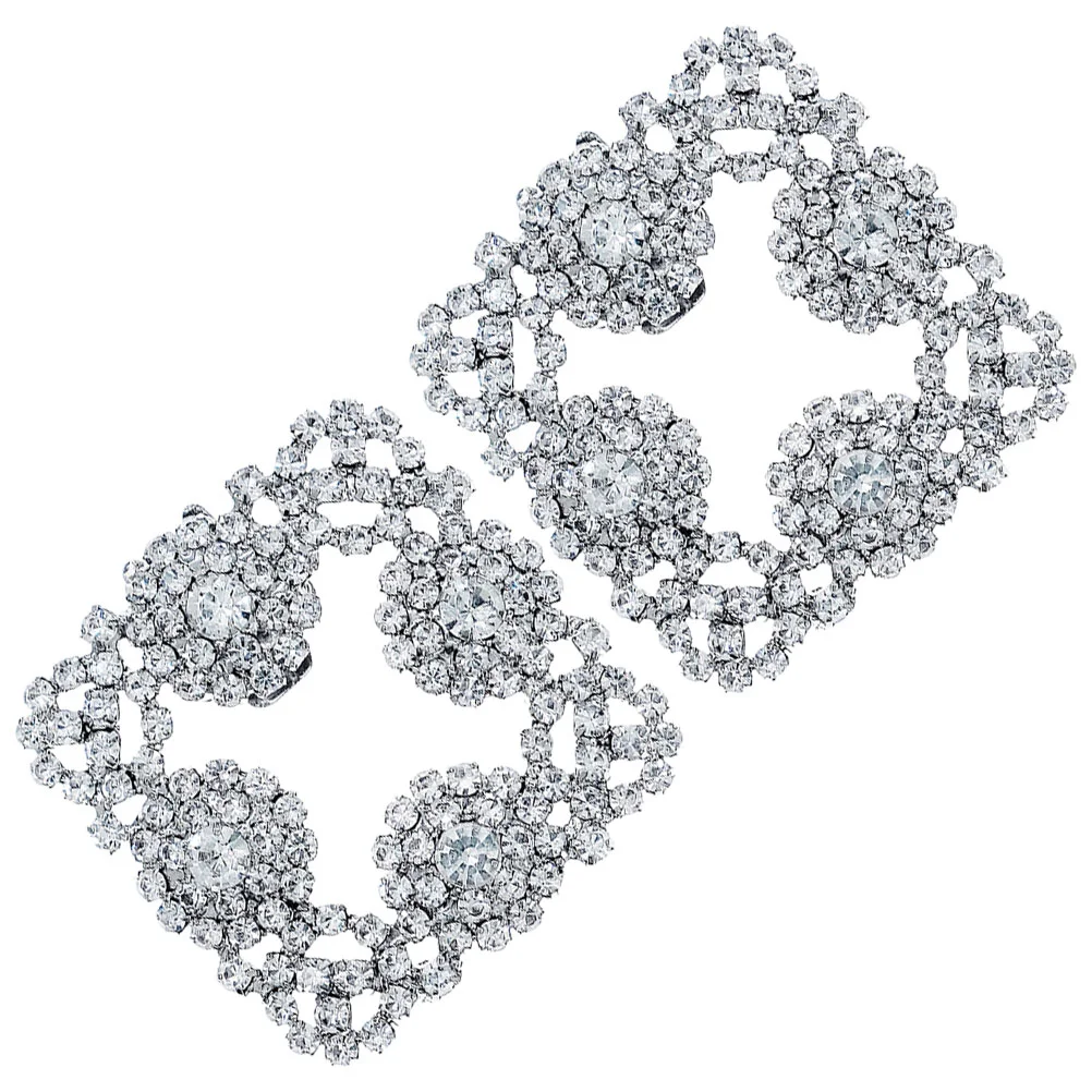 

Bridal Square Buckles Rhinestones Shoe Clips Wedding Block Heels Women Dressy Charms Trendy Decor Crystal Slipper