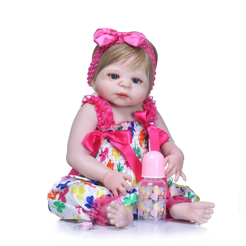 

55cm Full Silicone Girl Reborn Babies Doll Bath Toy Lifelike Newborn Princess Baby Dolls Bonecas Bebes Reborn Gift