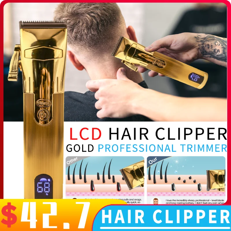Men Beard Trimmer Retro Oil Head Barber Gold Electric Beard Hair Men's Cutting Machine Low Noise Professional Cordless Clipper enlarge