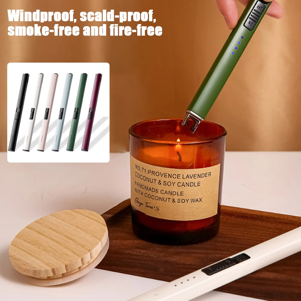 

Portable Electric Lighter Safety Windproof Multifunctional Lock Pulse USB Rechargeable for Candles Gas Stoves Outdoor Camping