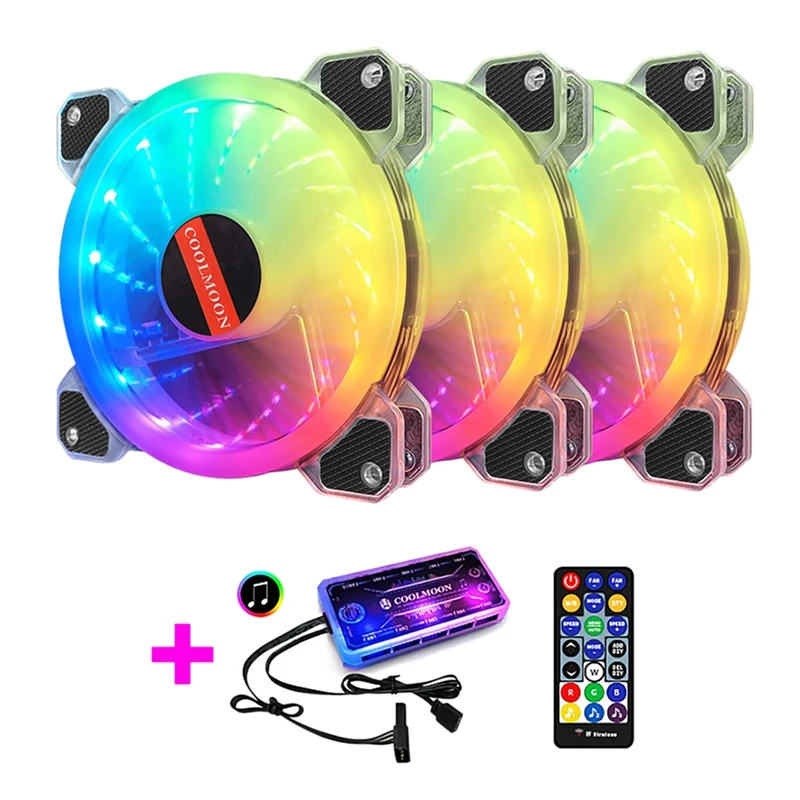 

Кулер COOLMOON для ПК с бесшумным охлаждающим вентилятором, 120 мм, RGB, 6 контактов