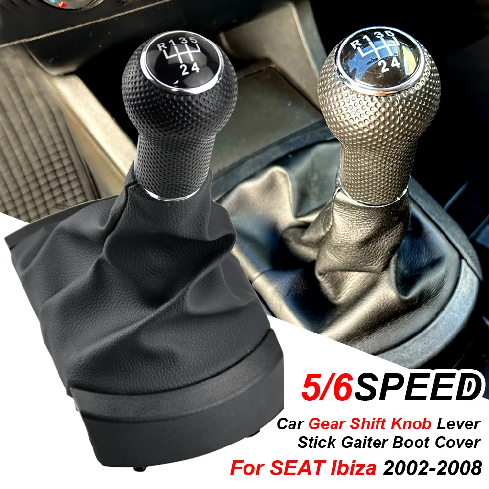 

Leather Car Styling Gear Shift Knob Lever Gaitor Boot Dustproof Cover Case For SEAT Ibiza 2002 2003 2004 2005 2006 2007 2008 Ex