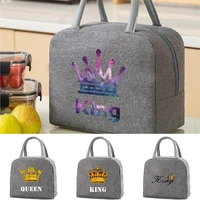 portable lunch bags handbags king print ice cooler picnic bag insulated thermal lunch box pouch children school food storage bag