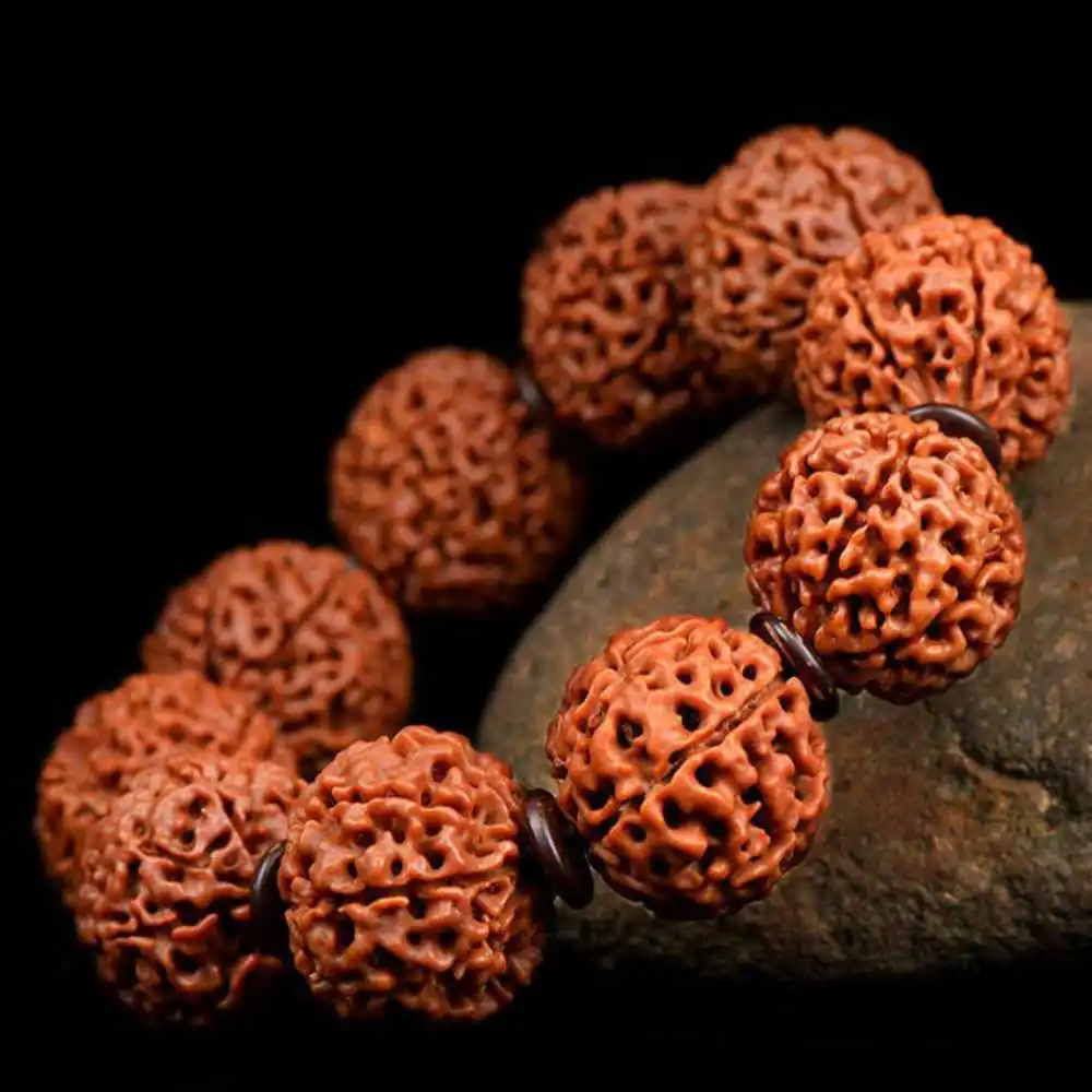 

22MM Rudraksha beads Mala Cuff Mala Buddha Lucky Bracelet Bless Mental Meditation Dark Matter Yoga Elegant Energy Pray Bohemia