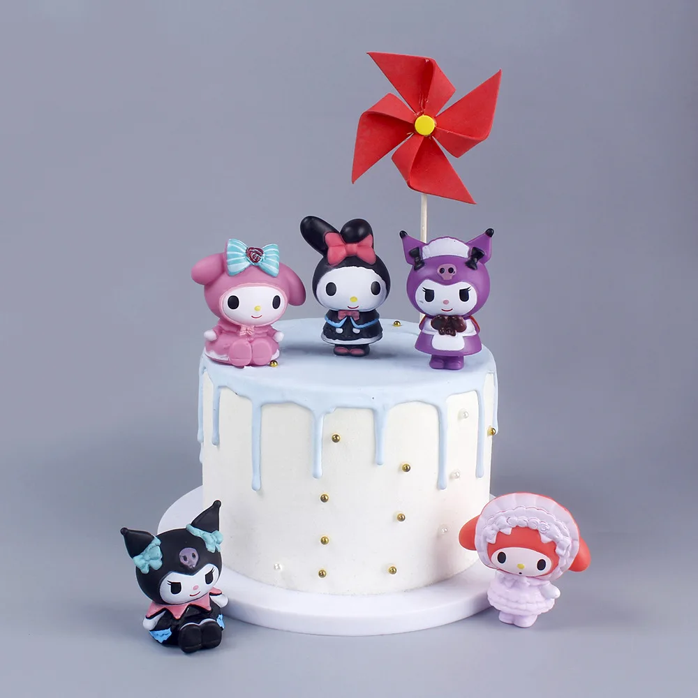 

5 шт./набор, фигурки героев аниме Kuromi My Melody Kawaii Maid Series