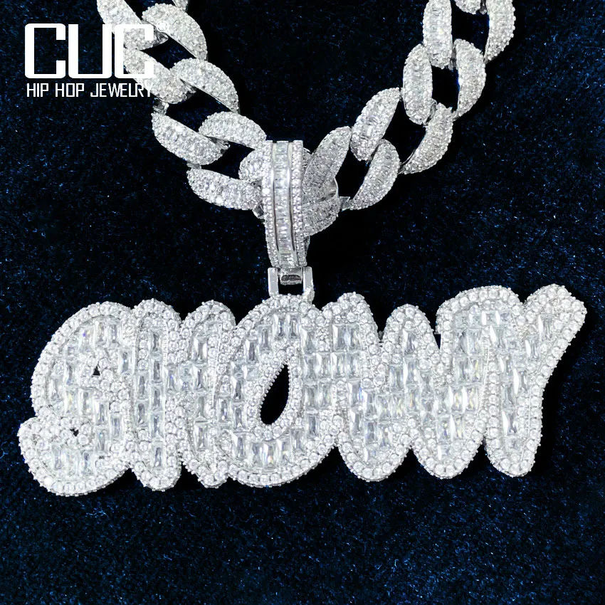 CUC Custom Small Zircon Letter Name Pendant Men HipHop Necklace Chain Customized Number Rock Rapper Jewelry