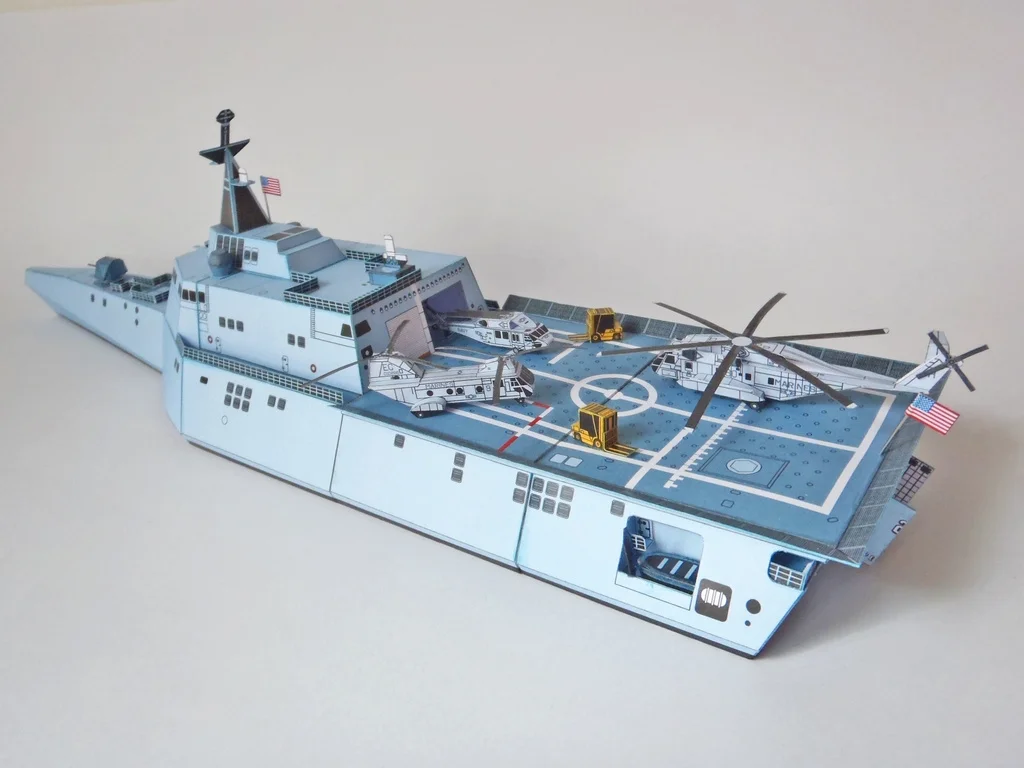 Корабль для склеивания. USS LCS-2 ‘Independence’. Картонные модели кораблей. Макеты военных кораблей. Военный корабль из картона.
