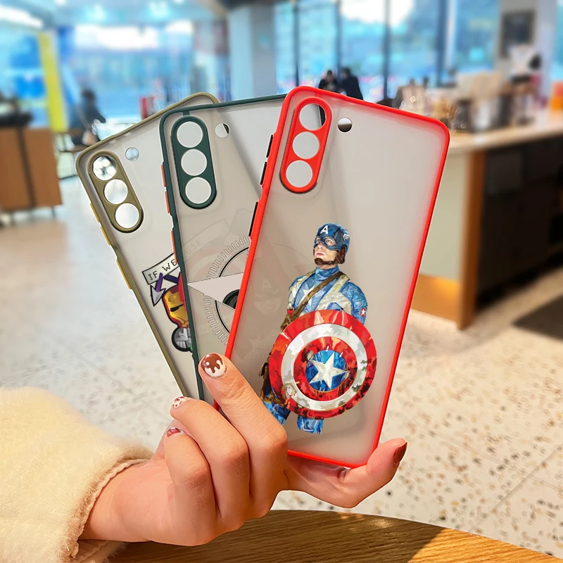 

Captain America Marvel For Samsung Galaxy S21 S20 FE Ultra Plus S10 S9 S8 5G M31S 30 20 Frosted Translucent Phone Case