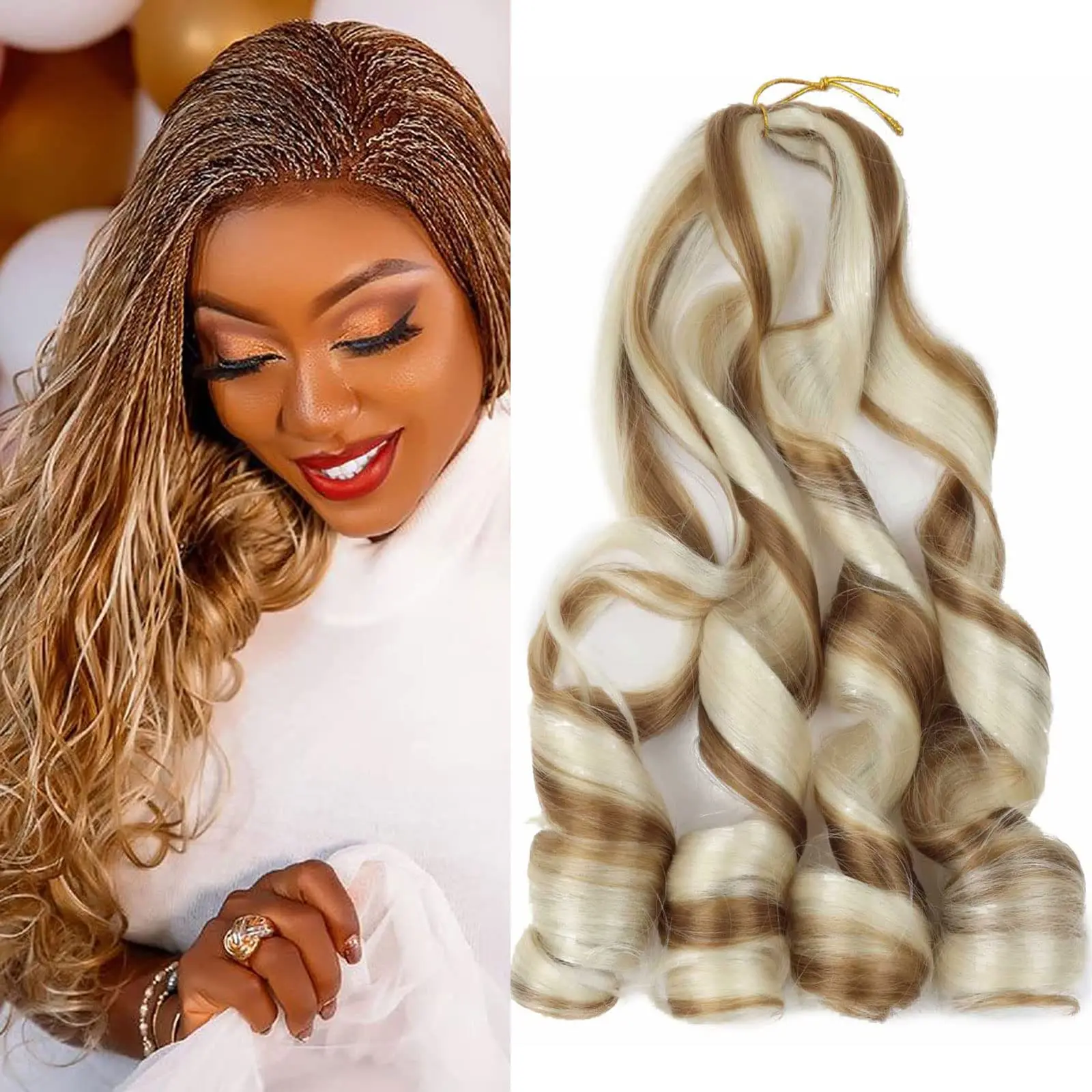 

Pre Stretched Bouncy Braiding Hair 22 Inch Loose Braiding Hair Pre Streched 75/Pack French Curls Synthetic Hair Extensions NS04