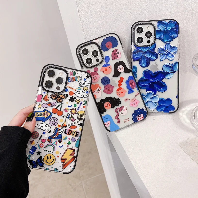 

Fashion Changeable Girl Oil Painting Graffiti Phone Cases For iPhone 13 12 11 Pro Max XR XS MAX 8 X 7 Shockproof Soft TPU Case