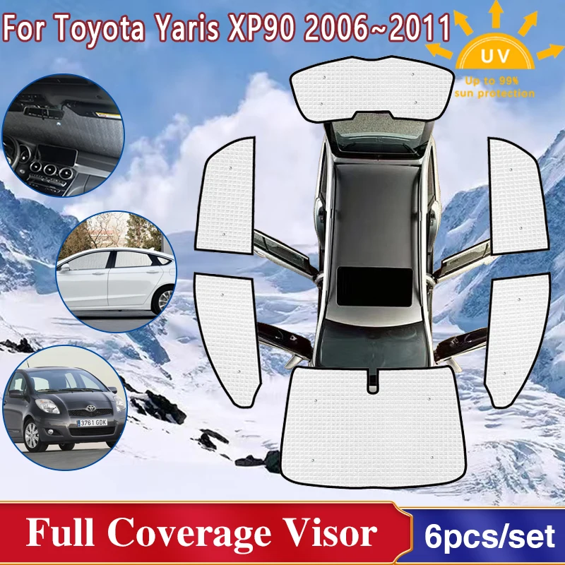 

Для Toyota Yaris XP90 2006 ~ 2011 полное объемное лобовое стекло солнцезащитные козырьки окна солнцезащитный козырек автомобильные аксессуары 2007 2008 2009