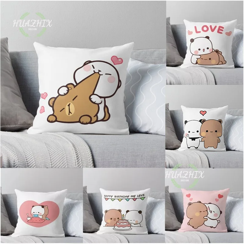 

Panda Bear Hug Bubu Duda Peach Skin Pillowcase Mochi Peach Cat Throw Pillow Bedroom Sofa Anime Bed Fashion Pillow Children Decor