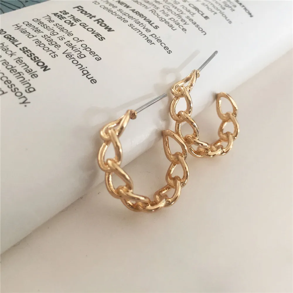 Серьги-кольца медные женские 2 пары в 1 комплекте винтажные маленькие массивные