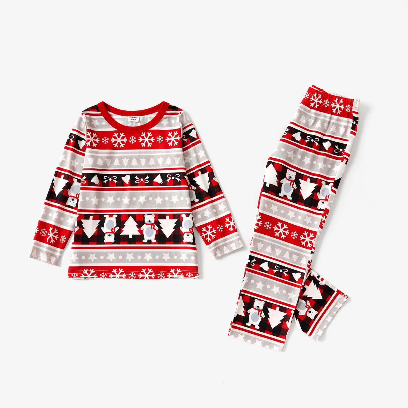 Пижамные комплекты PatPat с длинным рукавом и принтом в виде снежинок (огнестойкие) |