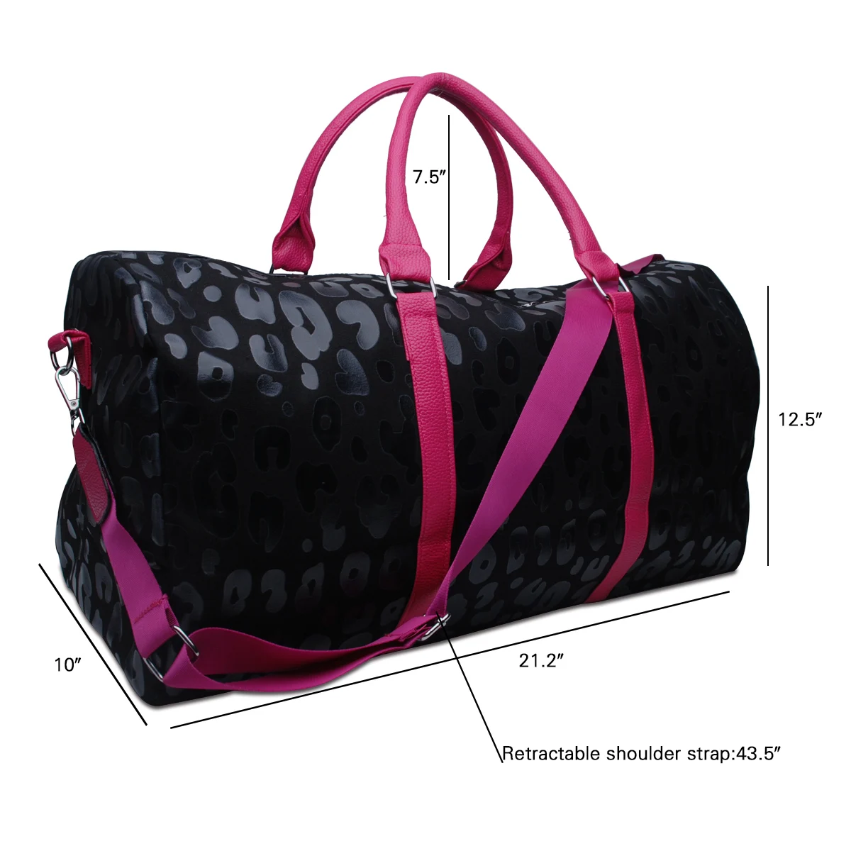 Canvas Black Leopard Duffle Bag Women Casual Travel Beach Tote Large Capacity PU Luggage Weekender Overnight Sports Bag Domil105